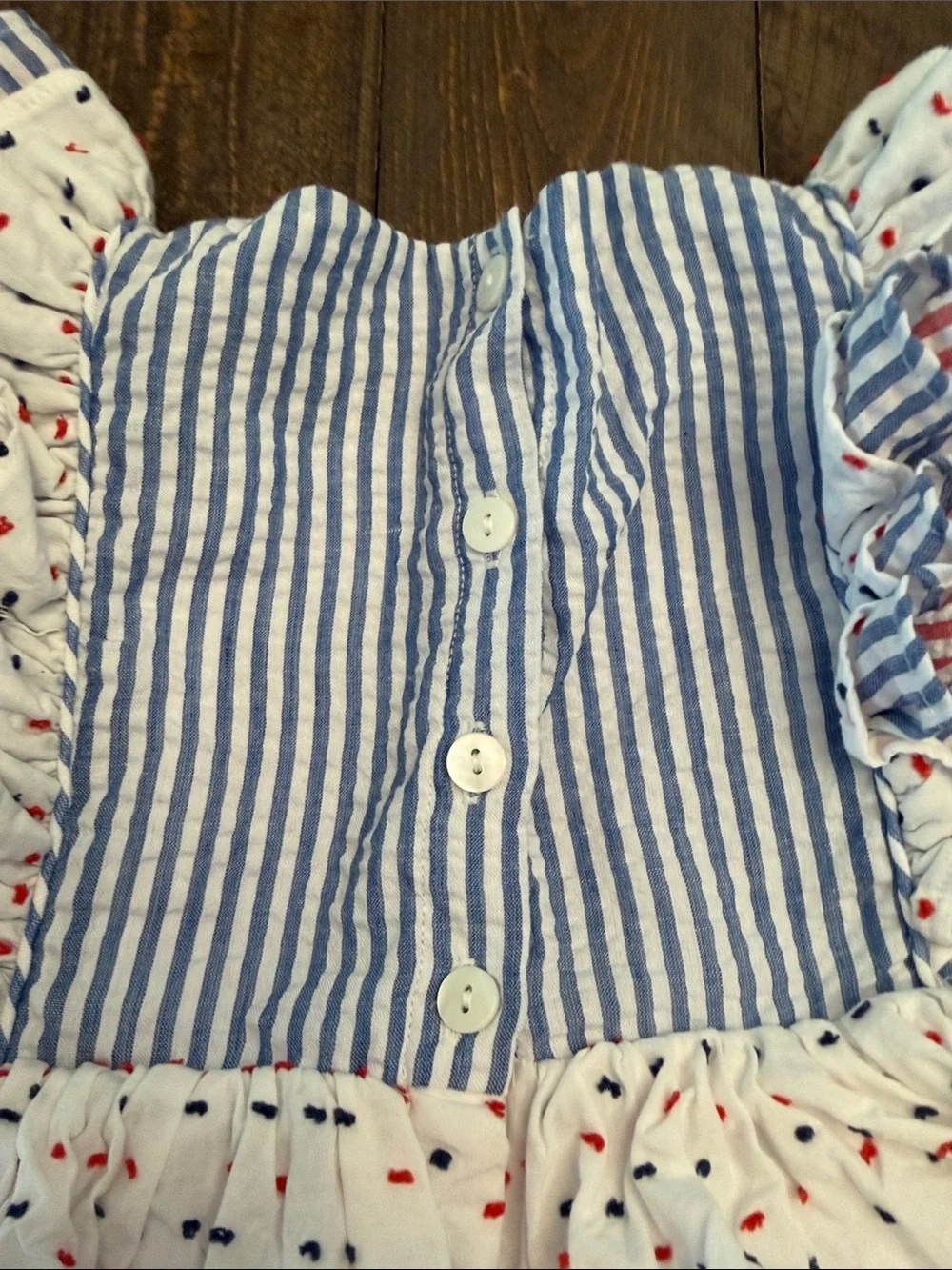 Southern Darlin Smocks American Flag Seersucker Swiss Dot Patriotic Dress 4T Was